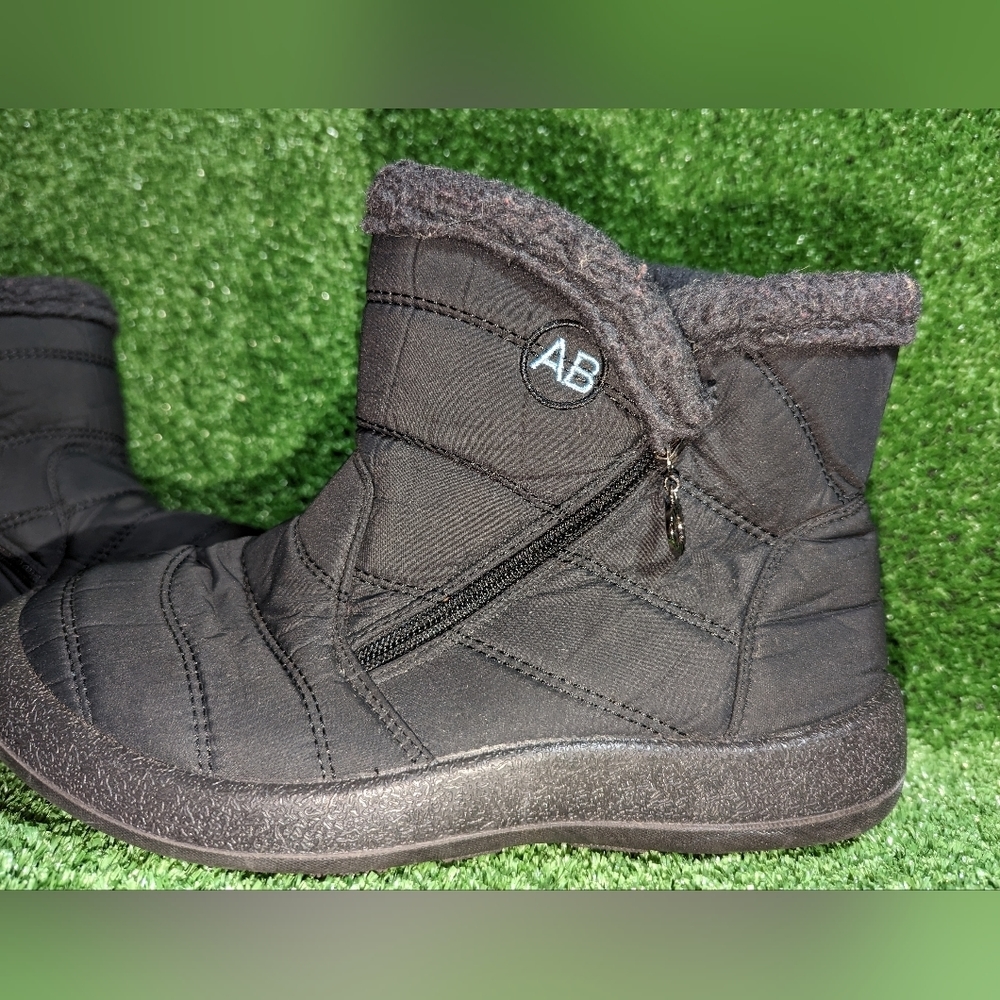 Round Toe Side Zipper Winter Snow Boots, Plush Inner Thermal Waterproof Non Slip - Picture 2 of 5
